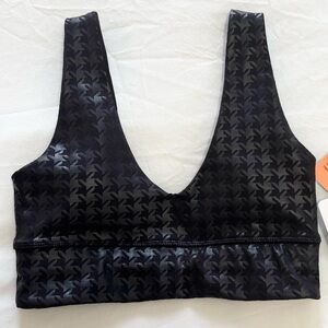 NWT X by Gottex Women's Black Houndstooth V-Neck Activewear Sports Bra, Size XS